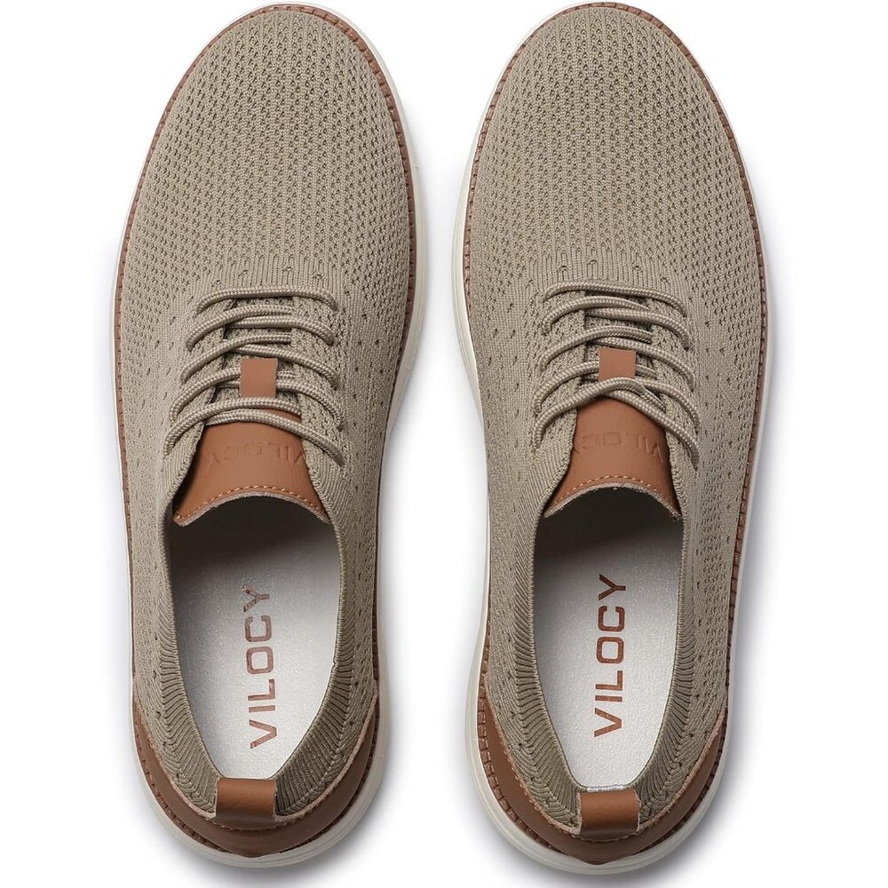 ⚡Men's Khaki Oxfords Business Mesh Breathable Tennis Comfortable Walking Shoes - Picture 7 of 8